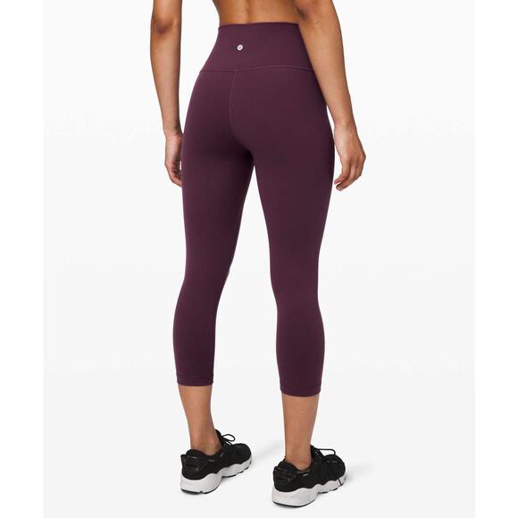 Lululemon Wunder Under Crop (High-Rise) Full-On Luon 21" Size 4 Maroon - Picture 1 of 7